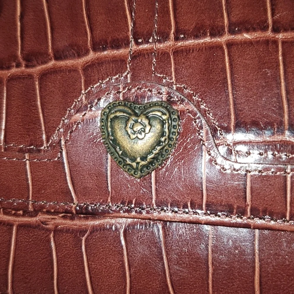 NWT Vintage Westport Collection Croc Embossed Leather Long Checkbook Wallet